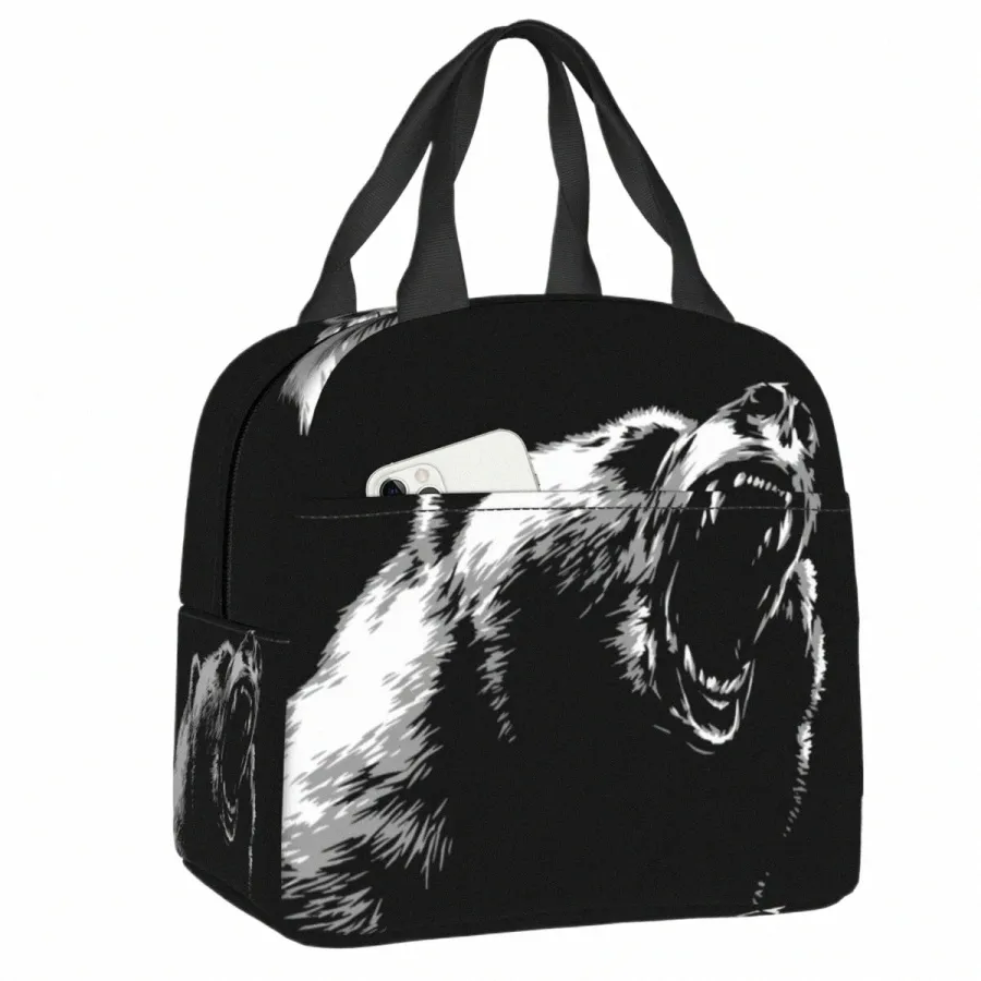 Angry Bear Lunchbag für Schulbüro tragbares Essen thermische Kühler Isolierte Lunchbox Frauen Kinder Einkaufstaschen W848#