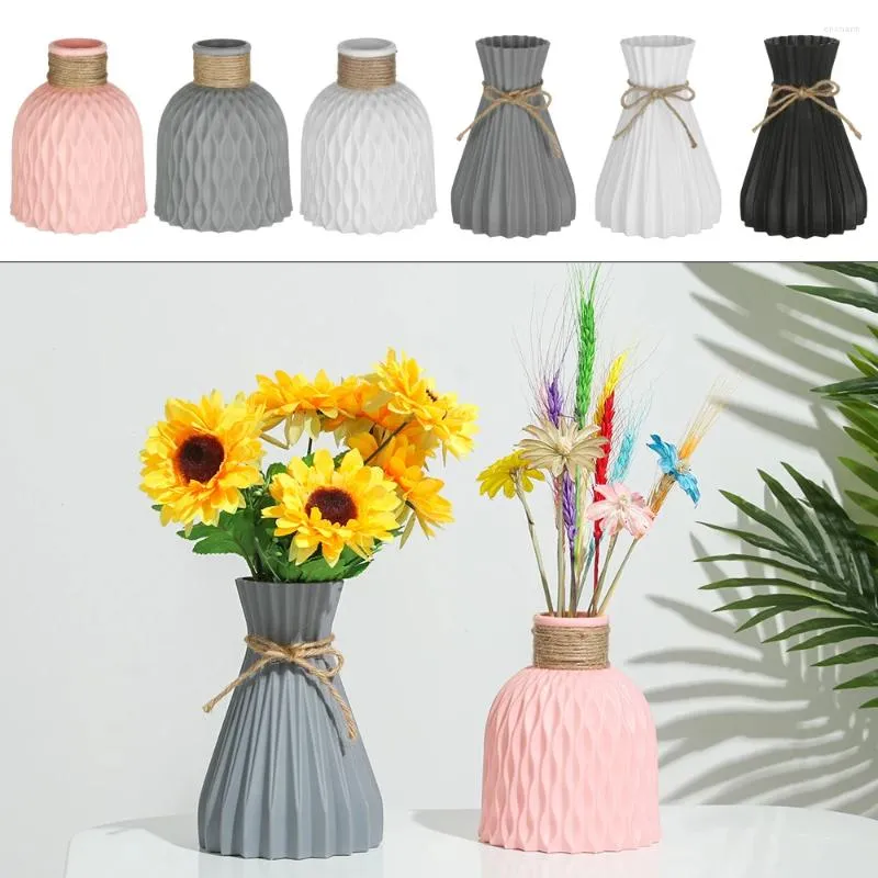 Vazolar ev dekorasyonu modern rattan benzeri plastik sadelik sepet düzenlemesi anti-seramik çiçek vazo