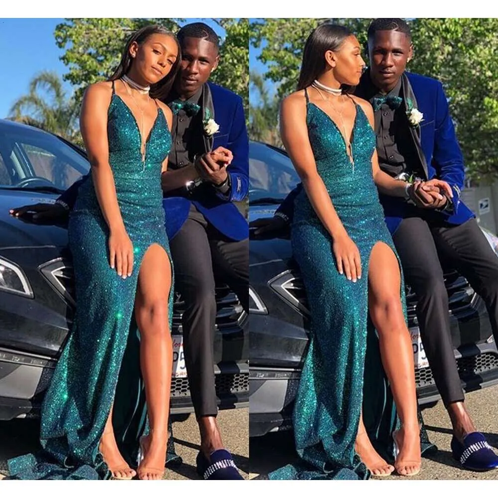Blue Halter Beading Sequin Mermaid Prom Dress With Detachable Bow Blue Halter Beading Sequin Mermaid Prom Dress With Detachable Bow