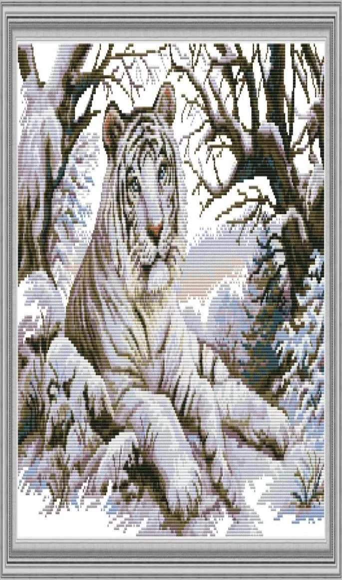 Tiger Home Decor Diy Artwork Kit Handmade Cross Stitch Craft Tools Embroidery Needing Works Sets geteld Print op canvas DMC 14CT 15826368