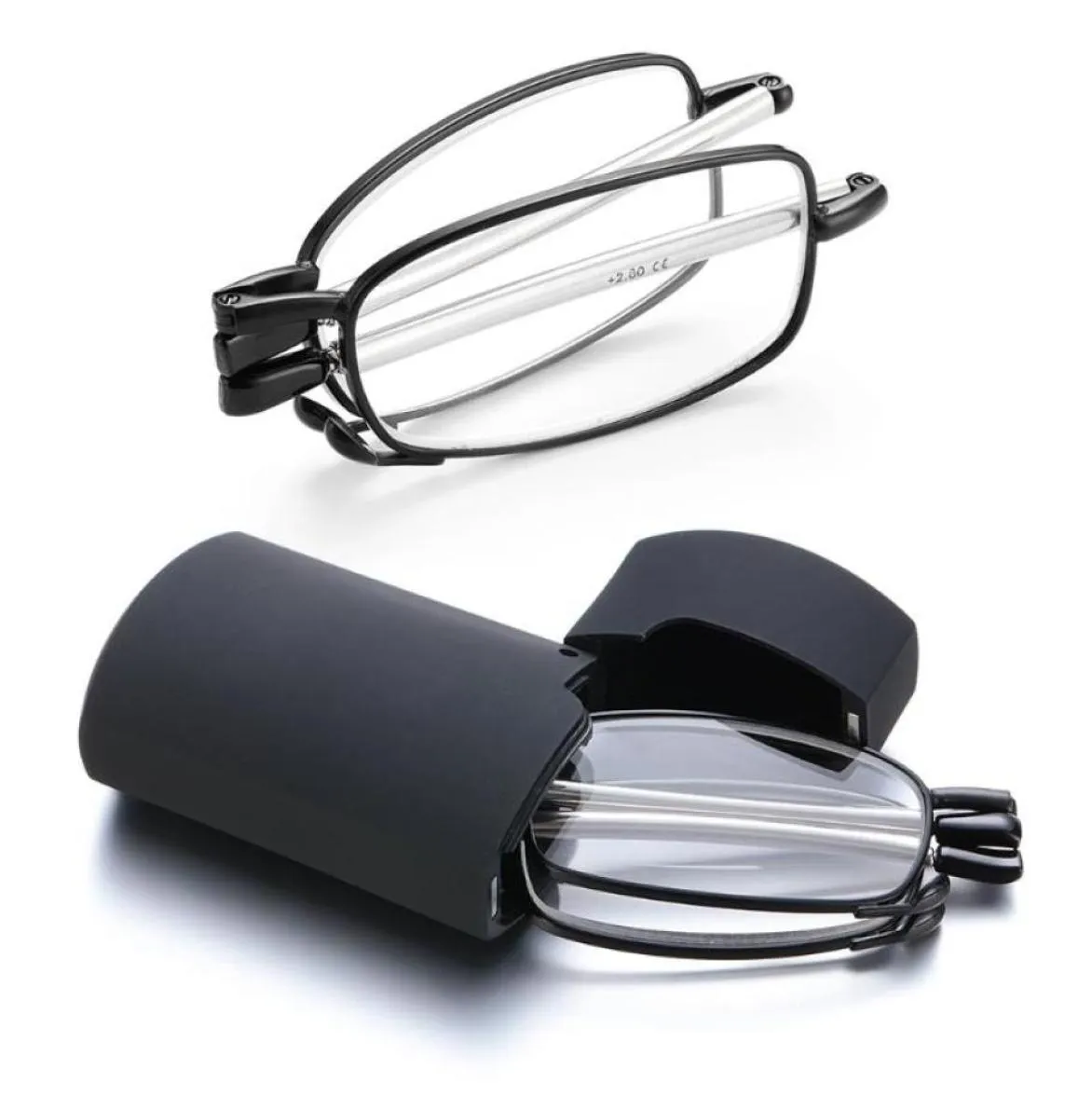 Okulary przeciwsłoneczne Unisex Przenośne składane okulary czytania z obudową mężczyzn Kobiety Rotacja Presbyopia Presbyopia Eyes 10 15 20 25 401835732
