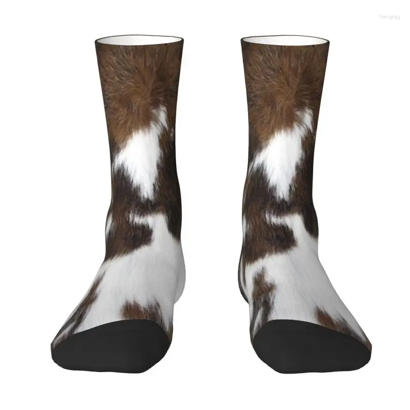 Chaussettes pour hommes Simulate Cow Texture Crew Unisexe Mignon de printemps d'été Robe d'hiver