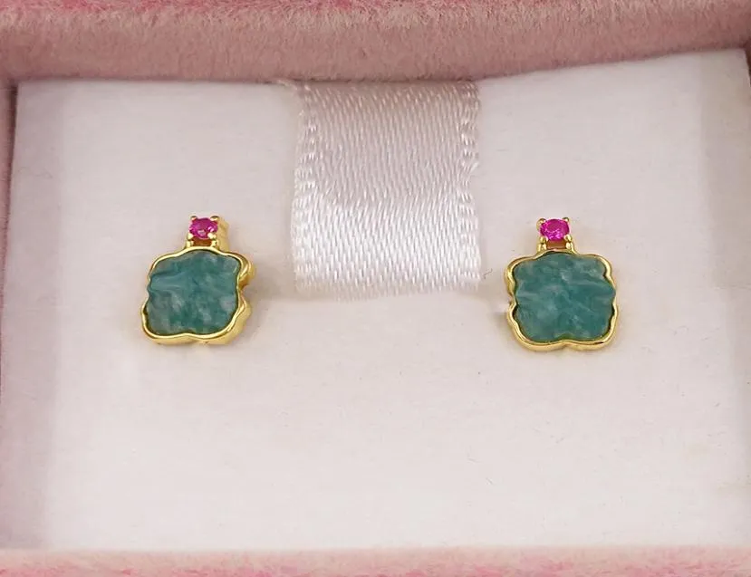 Orecchini a colori per oro oro con Amazonite e Ruby Ref Bearry 925 Sterling Andy Jewel 812783064831391