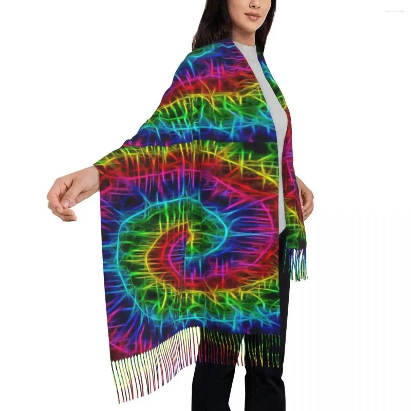 Sjaals stropd kleurstof sjaal vrouwen cool abstract spiraalwikkelingen met lange winterwinter sjaalomwikkel warme aangepaste bandana