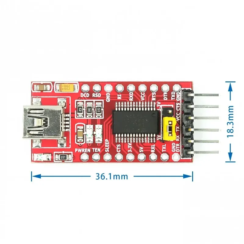 FT232RL FTDI BASIC USB 3.3V 5V TTL Serial para mini download de cabo UART Módulo de adaptador de interface UART com cabos