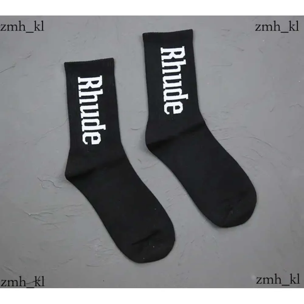 Chaussettes de rhude chaussettes calcitines femme concepteur luxe de haute qualité coton pur confort marque représentative deodorisation absorbe les bas de sueur noirs 943