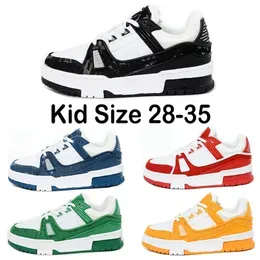 2023 Designer Trainer Sneakers kid shoes Casual Shoe Virgil Black White Panda Fashion Low Top Shoe Platform Leather Rubber Sloe Outdoor Walking Eur 28-35