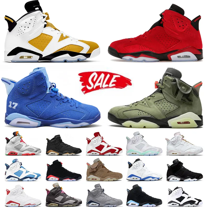 Nike Air Jordan 6 الهواء عالية الجودةالأردنريترو 6 أحذية ترافيس سكوتس Retro 6 6S الرجال لكرة السلة الخضراء الرياضة في الهواء الطلق مصمم حذاء رياضة الولايات المتحدة 7-13