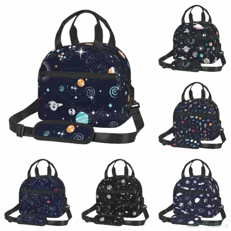 Lunch Space Planet da Galaxy Space reutilizável lanchonete isolável Bolsa Durável Bento Bento para meninos Meninas Piquennic D6GX#
