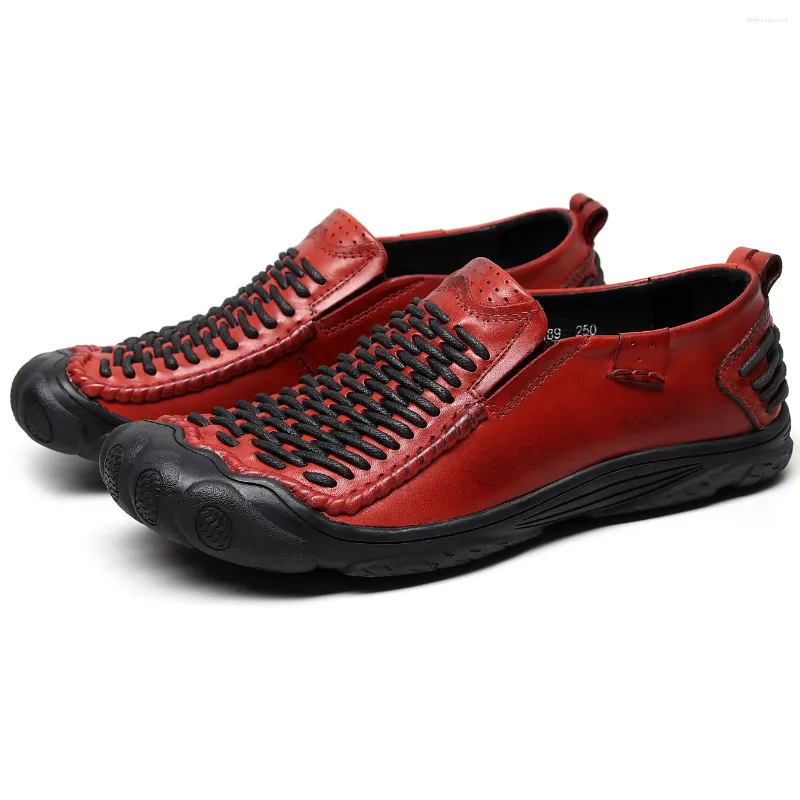 Casual Shoes Mode Herren echte Lederrutsche auf Wohnungen Arbeit für Männer alte Daddy Sportslaafer Persönlichkeit