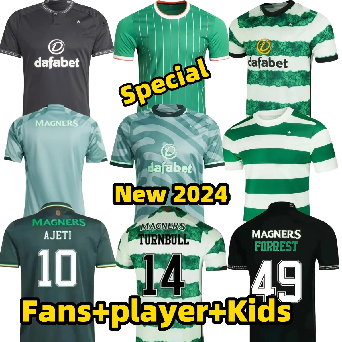 Celts 23 24 Kyogo Football Shirt FC 2023 2024 Europejskie koszulki piłki nożnej dom na wyjeździe trzeci Celtic Daizen Reo McGregor 120 lat Hoops rocznica Irish Origins Men Special