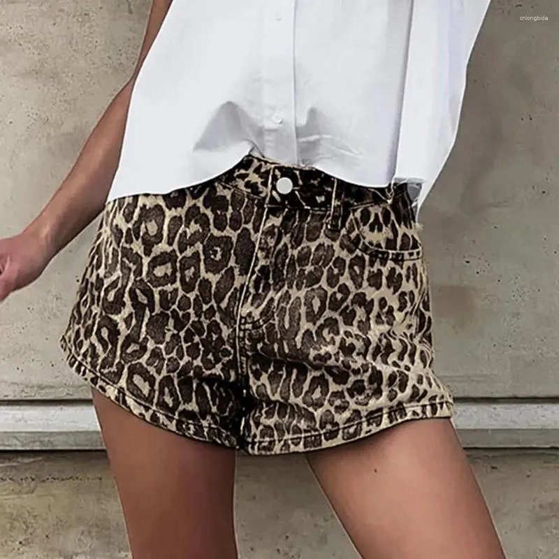 Short féminin Femmes Leopard Imprimé Summer High Pantalons courts Pantalons latéraux au-dessus du genou Club Party Dating Mini