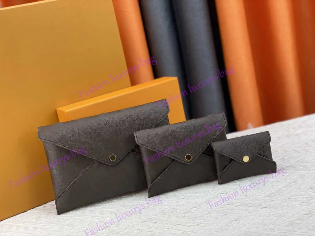 Fashion 7A Designer Cosmetic Bags Luxury Brands Women Genuine Leather Coin Purse Short Hasp Envelope Bag Wallet Card Holder Purses Pochette 3pcs Clutch Bag M62034