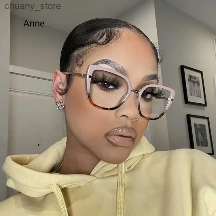 Sunglasses New Retro Cat Eye Women Anti Blue Light Glasses Frame Fashion Designer Thin Face Flat Mirror Clear Reading Top Quality Ins Trend H241105