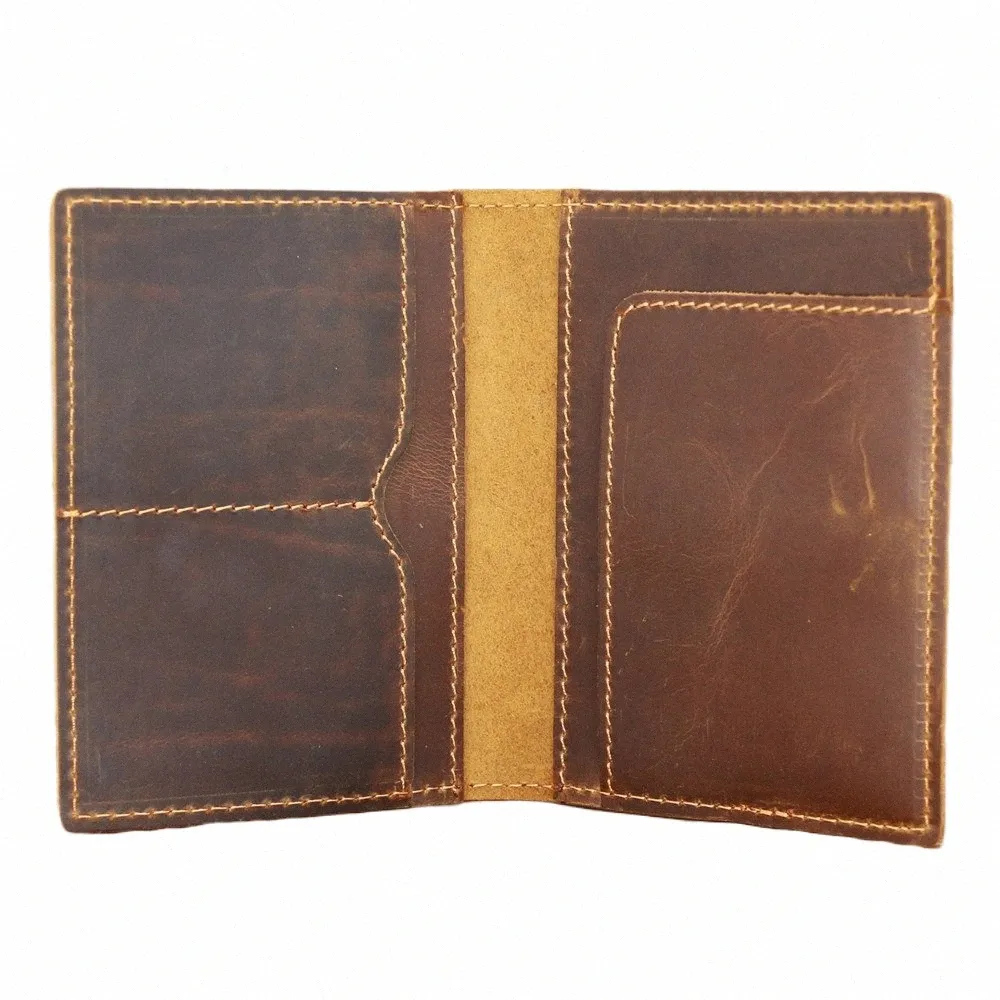 Vintage echtes Lederpassfall Männer Reisen Brieftaschen -Dokument Organizer handgefertigte Kuhlederabdeckungen für Pässe B4SI#