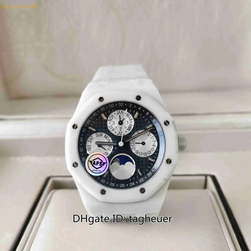 Супер фабричные мужские часы 41 мм 26579 Вечный календарь лунный фазовый фазовый керамический браслет Blue Watches Cal.5134 Движение механические автоматические мужские наручные часы