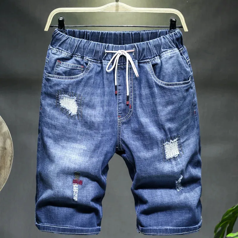 Men Denim Shorts Summer plus rozmiar 10xl 7xl swobodne luźne rozciąganie kowboja Krótkie dżinsowe dżinsowe samce dżinsowe bryczesy 240403