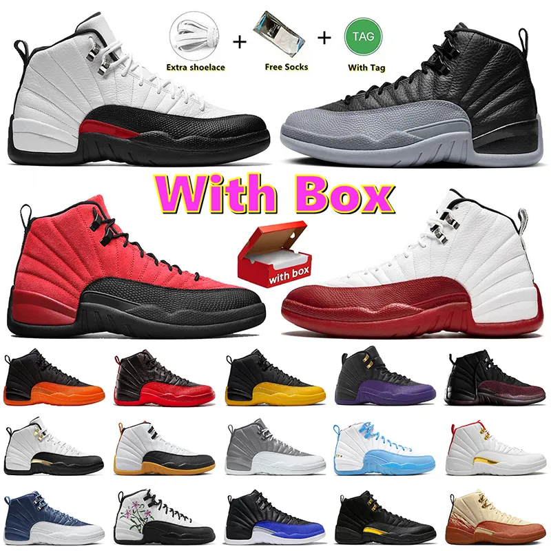 Mens 12 Sneakers With Box Basketball Shoes Jumpman 12s Wolf Grey Cherry Red Taxi Flu Game Brilliant Orange Floral Men Women Jump man Outdoor Trainers Dhgate Size US 13