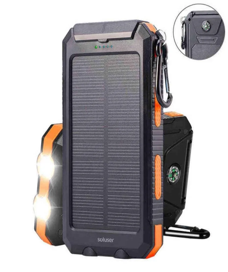 Solar Power Bank MAH Waterdichte draagbare Solar Charger Power Bank Externe Battery Power Bank met LED Camping Light J2205311785580