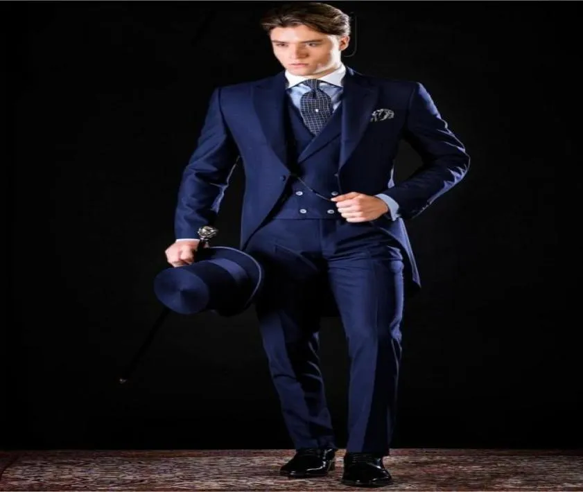 Tuxedos de noivo personalizado, estilo da manhã estilo homem pico de lapela laproomsman Men039s com ternos de casamento JACETPANTSVEST FORMA4549880