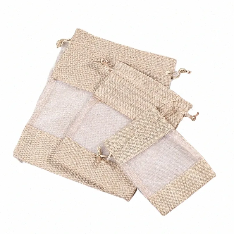 5pcs SPOCH COUPE Burlap cadeau de linge cadeau de poche de jute de poche sacs bonbons sacs de rangement cadeau de Noël