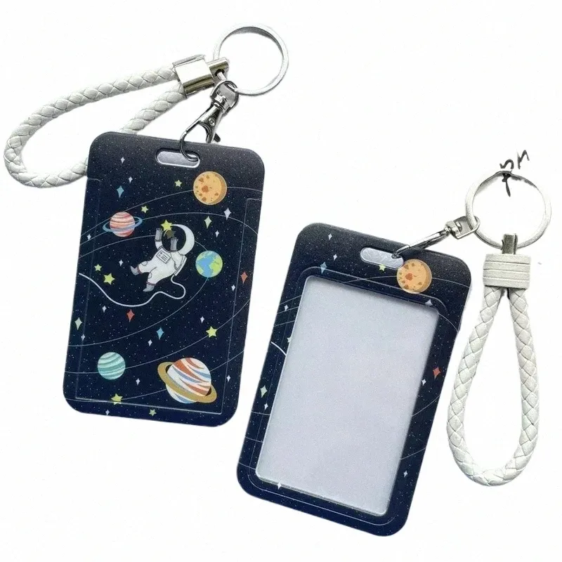 1pc Solid Color Student Bus ID Card Protective Cover Keyring School Acc Door Card Credit Card Holder Bag Set Key Chain b8R8#