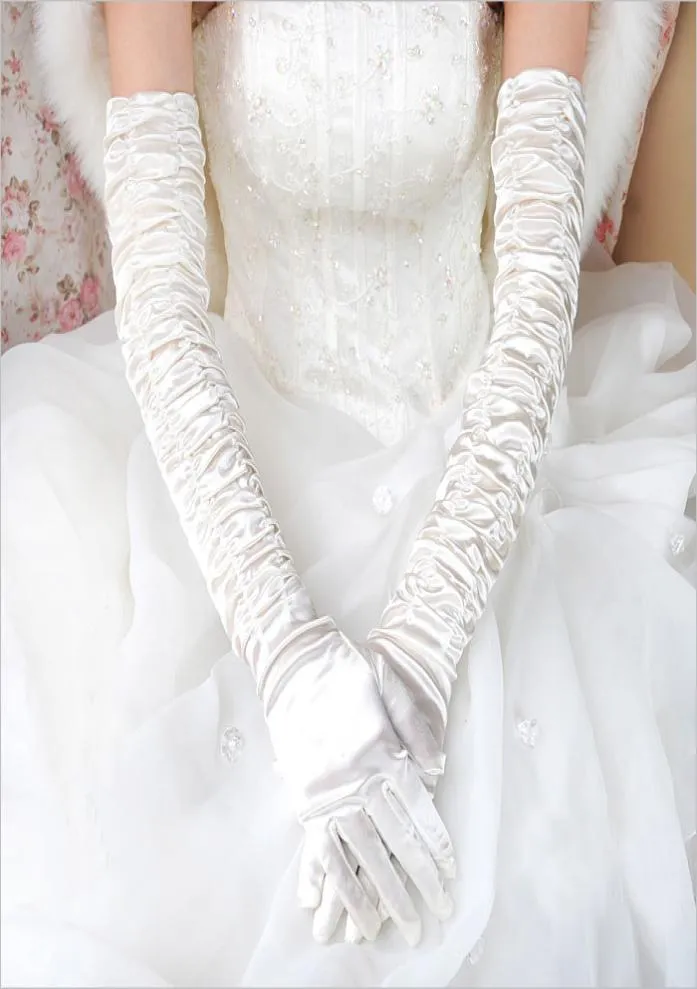 Bridal wedding gloves plus long section elbow white white black red lace all refers to wedding gloves winter warm1854141