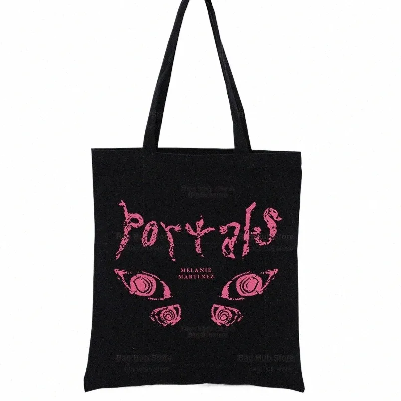 Melanie Martinez Portals Singer Music Harajuku Shop Black Canvas Tote Bag Bag قابلة لإعادة الاستخدام حقيبة حقيبة اليد أكياس الكتف 38EV#