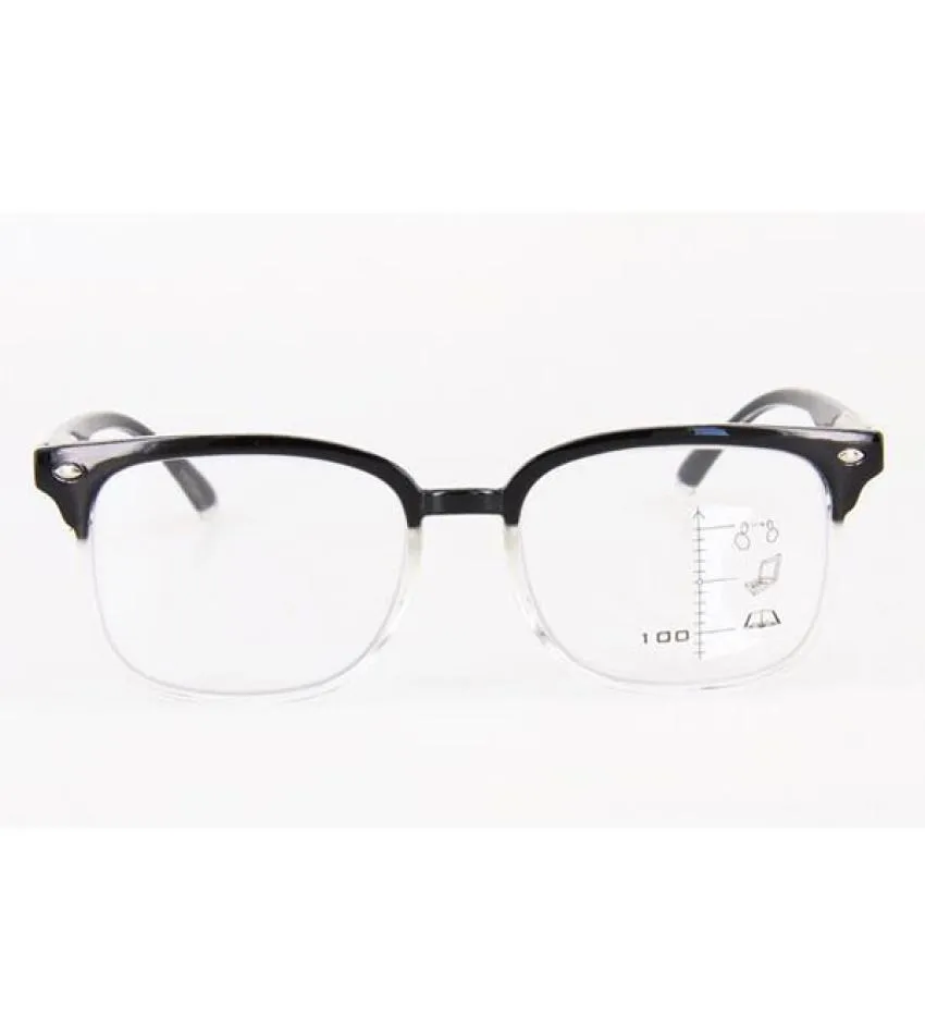 Vintage progresywne okulary odczytu Czarne ramy wieloogniskowe okulary Multi Focus Blish i Far Women Mężczyźni Multifunkcyjne okulary 14468004