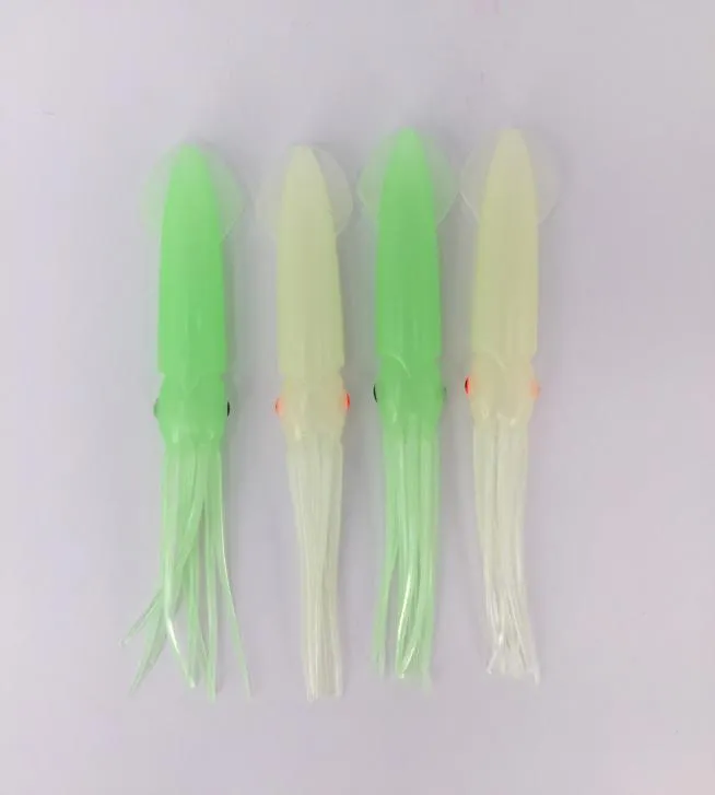 30pcslot 43 Inch B2 Fishing Soft Plastic Octopus Squid Bodies Luminous Light Green Lures Glow In Dark1928835