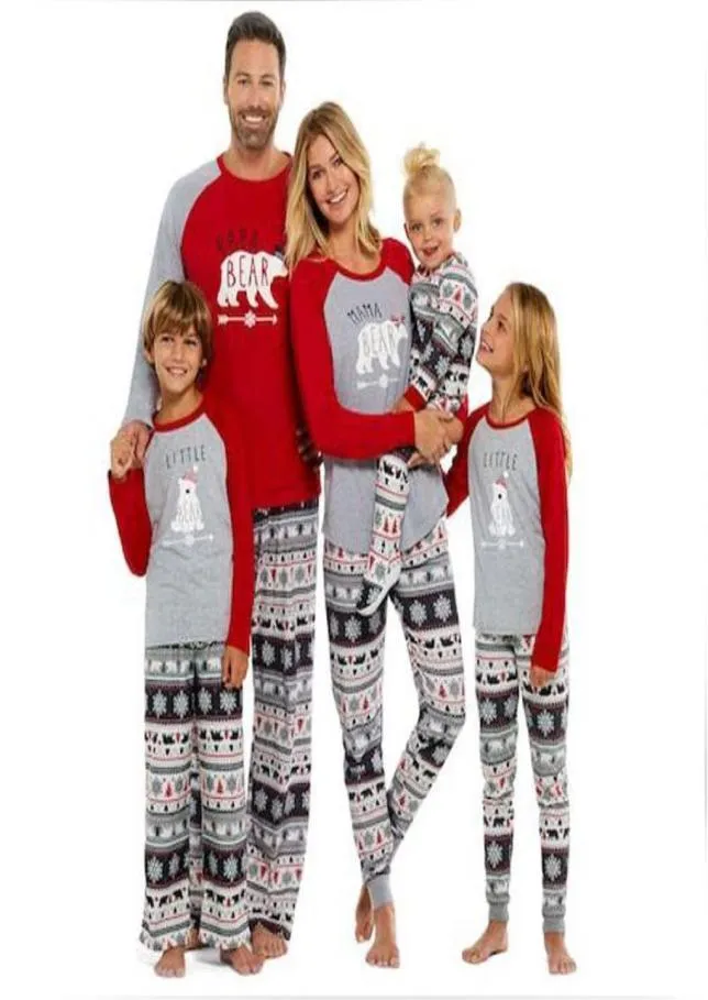 Familj julpyjamas sätter 2019 ny familj matchande outfit mor far barn kläder björn tryckta pyjamas kostymer jul barn n9042940