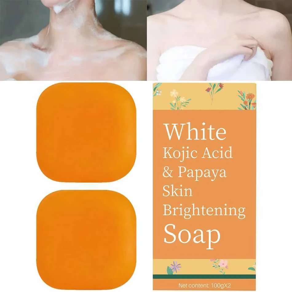 Handgefertigte Seife 200g Kojinsäure Papaya handgefertigtes Seife Veganer natürlicher Haut Whitening Beauty organisches Aufhellen für dunkle Haut und Körperpflege 240416