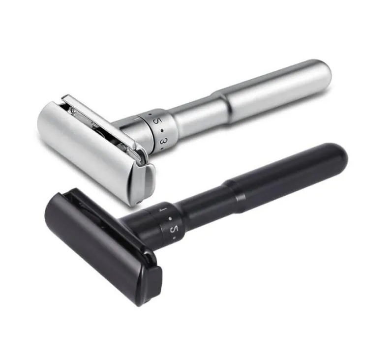 Full Zinc Alloy Safety Razor for Men Adjustable 16 Files Close Shaving Classic Double Edge Razors 1 Holder 5 Blades7343135