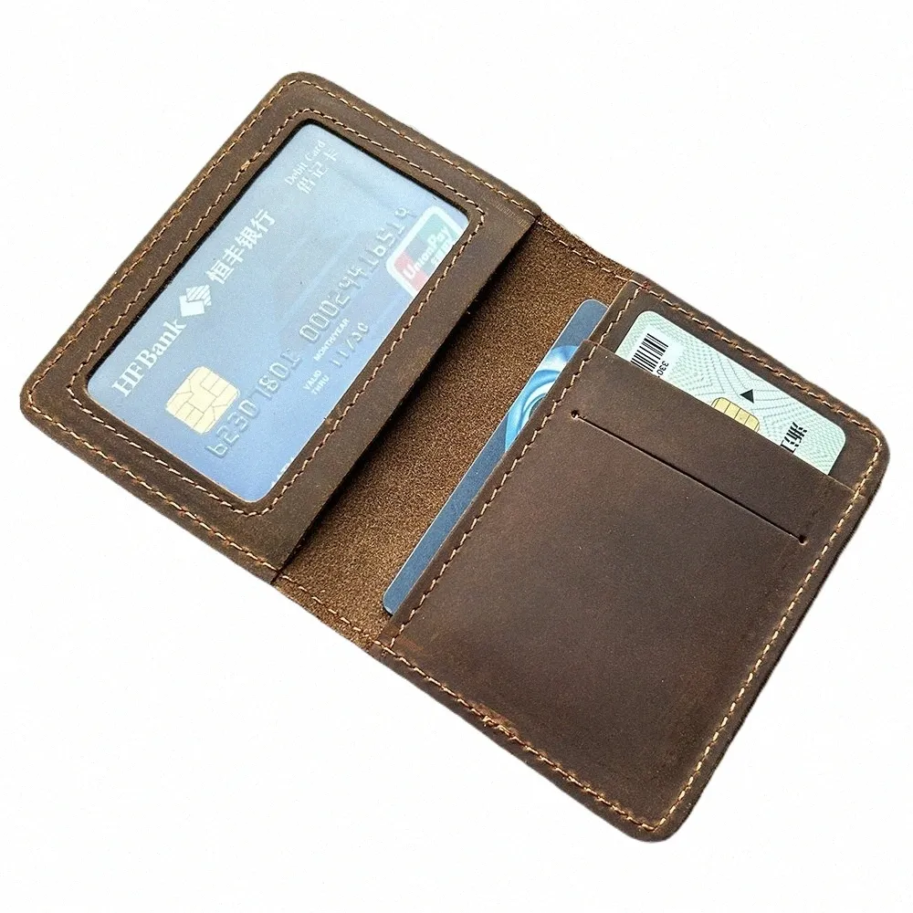 Handcraft läder kreditkortshållare vintage liten plånbok för kreditkort ärende och körkort vintage stil present för män p3ta#