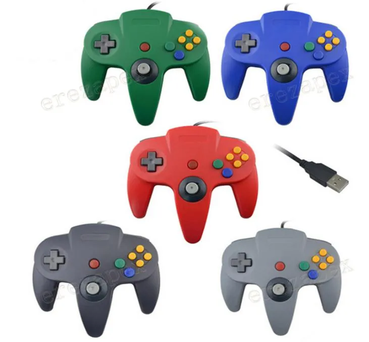 USB Long Handle Game Controller Pad Joystick for PC Nintendo 64 N64 System 5 Color in stock1384354