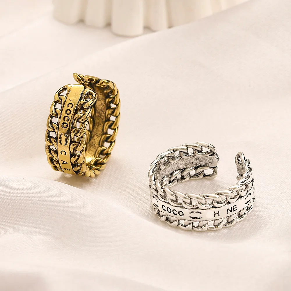 20 -stylowy pierścionek dla kobiety luksusowy projektant Pierścień podwójny litera Regulowane pierścionki 18k złoty pierścionek Pierścień Wedding Gift Retro Classic Style Wysokiej jakości biżuteria projektant