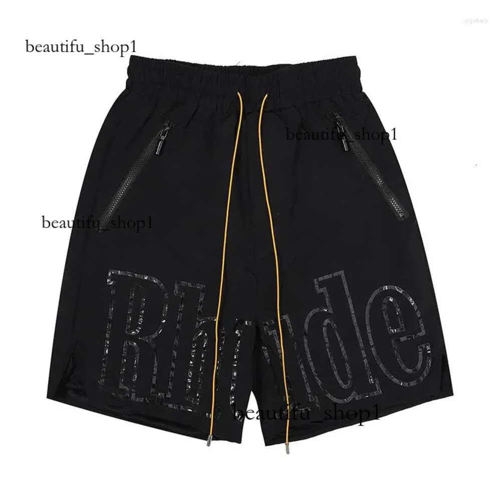 Shorts de cordão casual masculino com zíper de prata Rhode Rhudeshort Rhude Short Fitness Loose 650