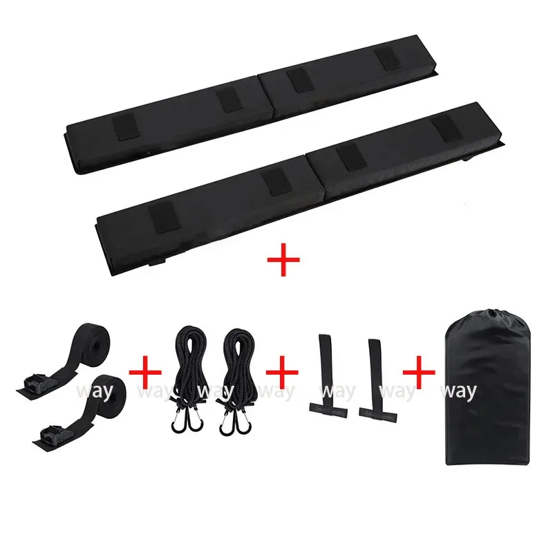 Universal Car Soft Roof Rack Pads Luggage Roof Cross Bar Pads For Kayak Surfboard SUP Canoe Luggage Rack Cushion-Black 240410