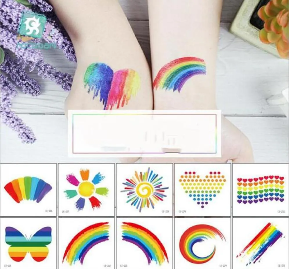 Colorida pegatina de tatuaje de arco irbow niños adultos 6060 mm Cosmética Cosmética encantadora arte pegatina temporal accesorio de accesorios GI2561931