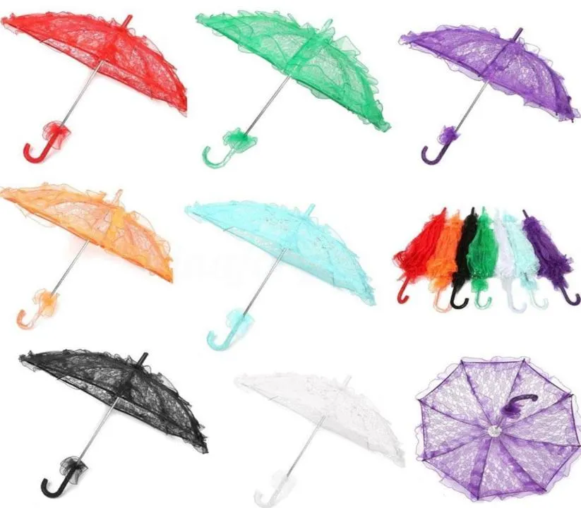 Guarda -chuva de renda de noiva 11 coloridas elegantes casamentos parasol renda de renda guarda