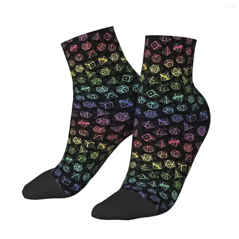 Herrensocken D20 Würfel Set Muster Regenbogen Unisex Winter Hip Hop Happy Streetstyle Crazy Socken