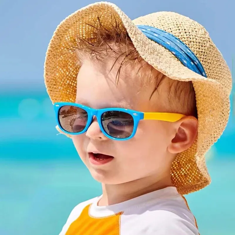 أزياء الأطفال نظارة شمسية الأطفال مستقطبون نظارات الشمس الفتيات بنات الفتيات السلامة السيليكون سلامة طفل ظلال UV400 نظارة 240416