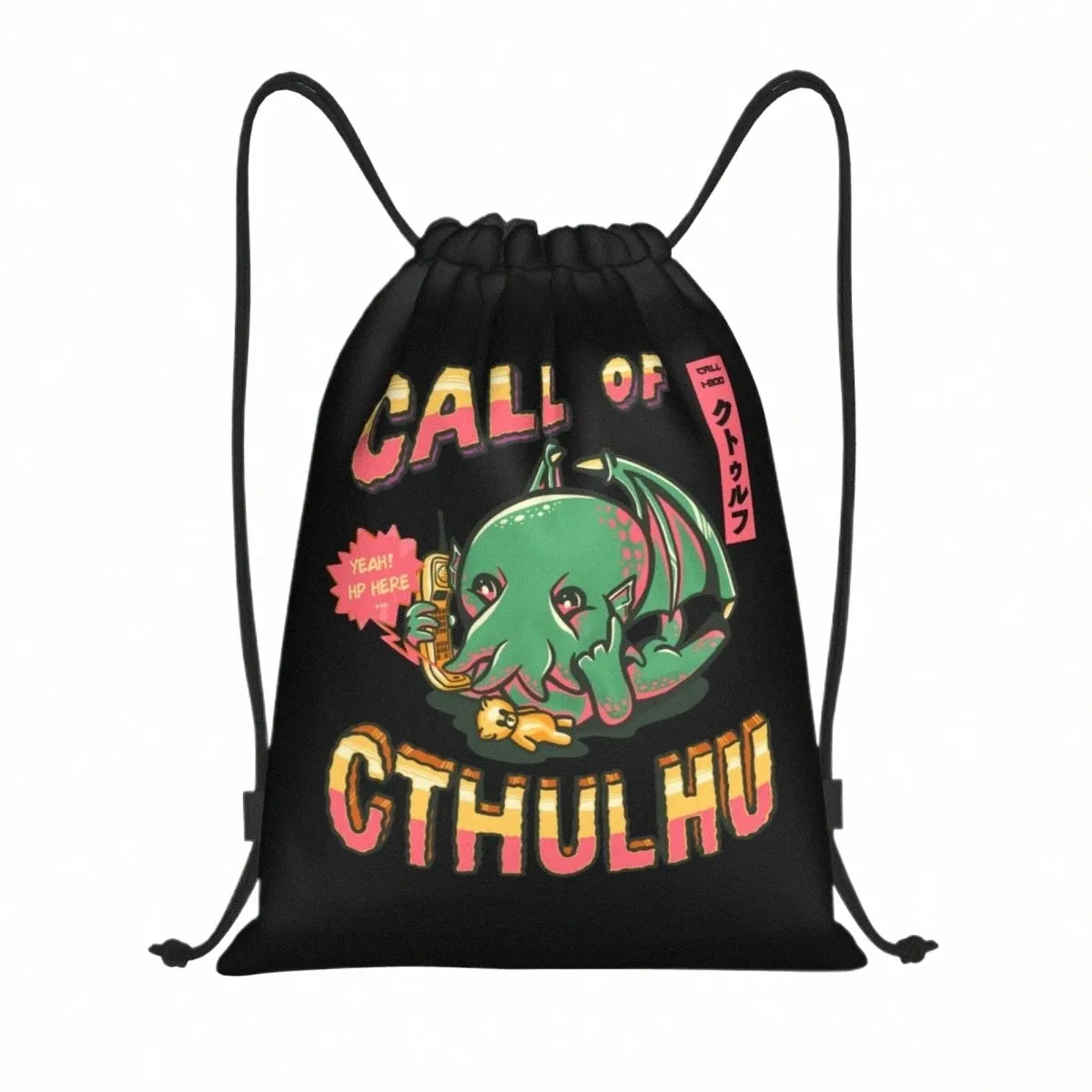 Aangepaste grappige oproep van Cthulhu Drawring -tassen voor winkel Yoga rugzakken Men Women Lovecraft Sports Gym Sackpack V50U#