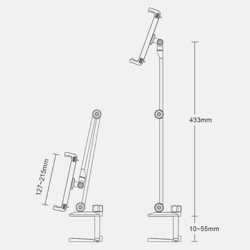 タブレットスタンド回転する長いアーム携帯電話ホルダーの高さ/角度調整可能アルミニウム合金タブレットマウント4-13インチiPhone iPad