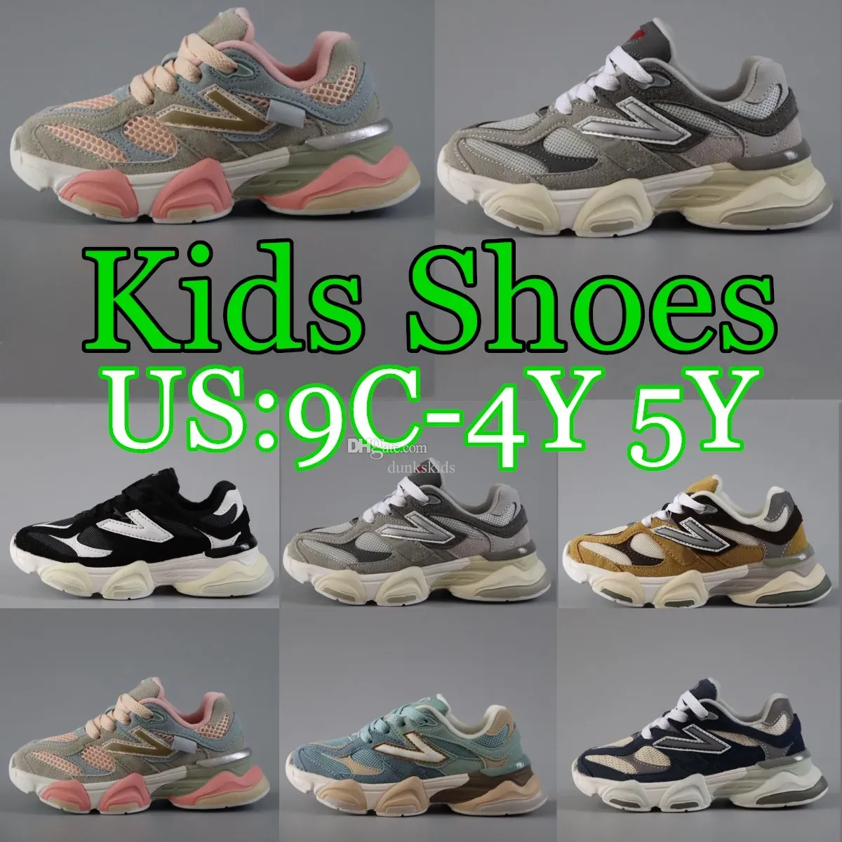 9060 Kids Shoes Running 4Y 5Y Toddler Sneakers Designer Boys Girls Trainning Shoe Runner Sea Salt Workwear Rain Cloud Grey Black White Train