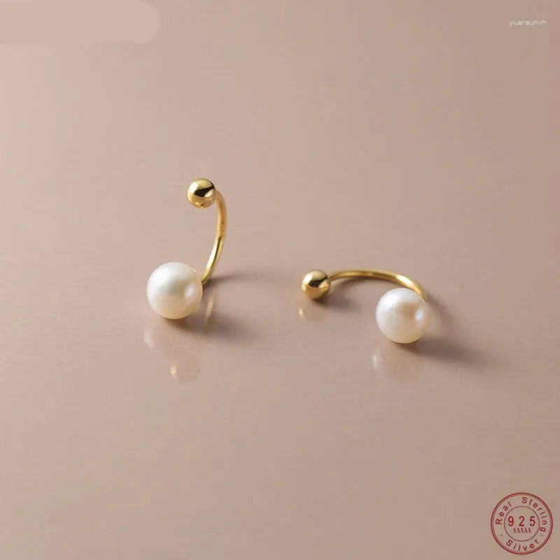 Stud Earrings 925 Sterling Silver Fashion Natural Freshwater Pearl Ear Hook Unique Screw Bead Earring For Women Piercing Jewelry BKEJ025