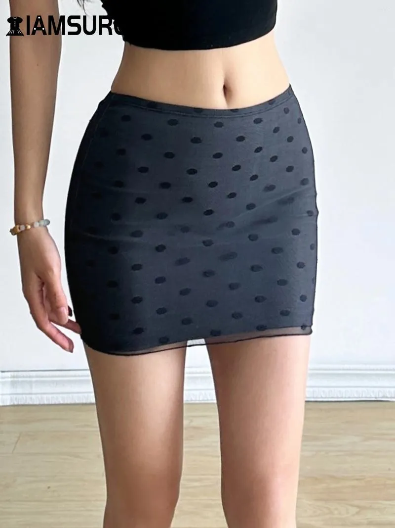 Gonne iamsure sexy slim dot bodycon stampato gonna casual di base super mini donne super 2024 Summer Fashion Streetwear Lady