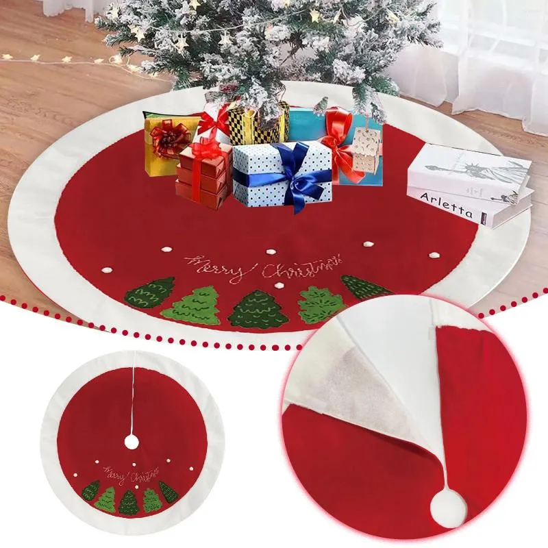 Décorations de Noël 36 pouces jupe d'arbre tampon appliquée à la maison décor du Père Noël en tricot