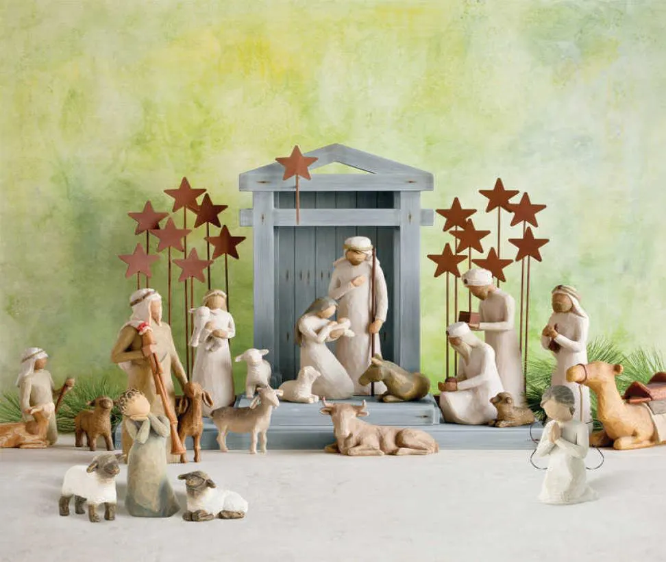 Action Toy Figures 20 PCSset Nativité Ensemble gravé Poupée peinte à la main Art Nativity Collection Decorative State Desk Decoration Ho3191623