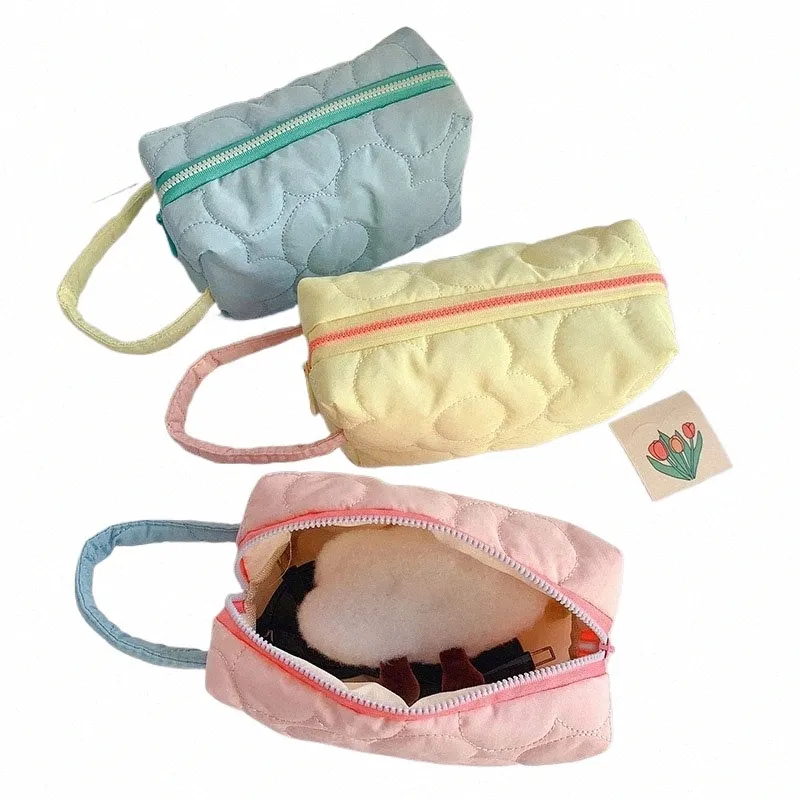 ins New Korean Quilted Fr Cosmetic Bags Women 2023 Fi Large Capacity Cott Makeup Storage Bag Beauty Case for Girls l1CO#